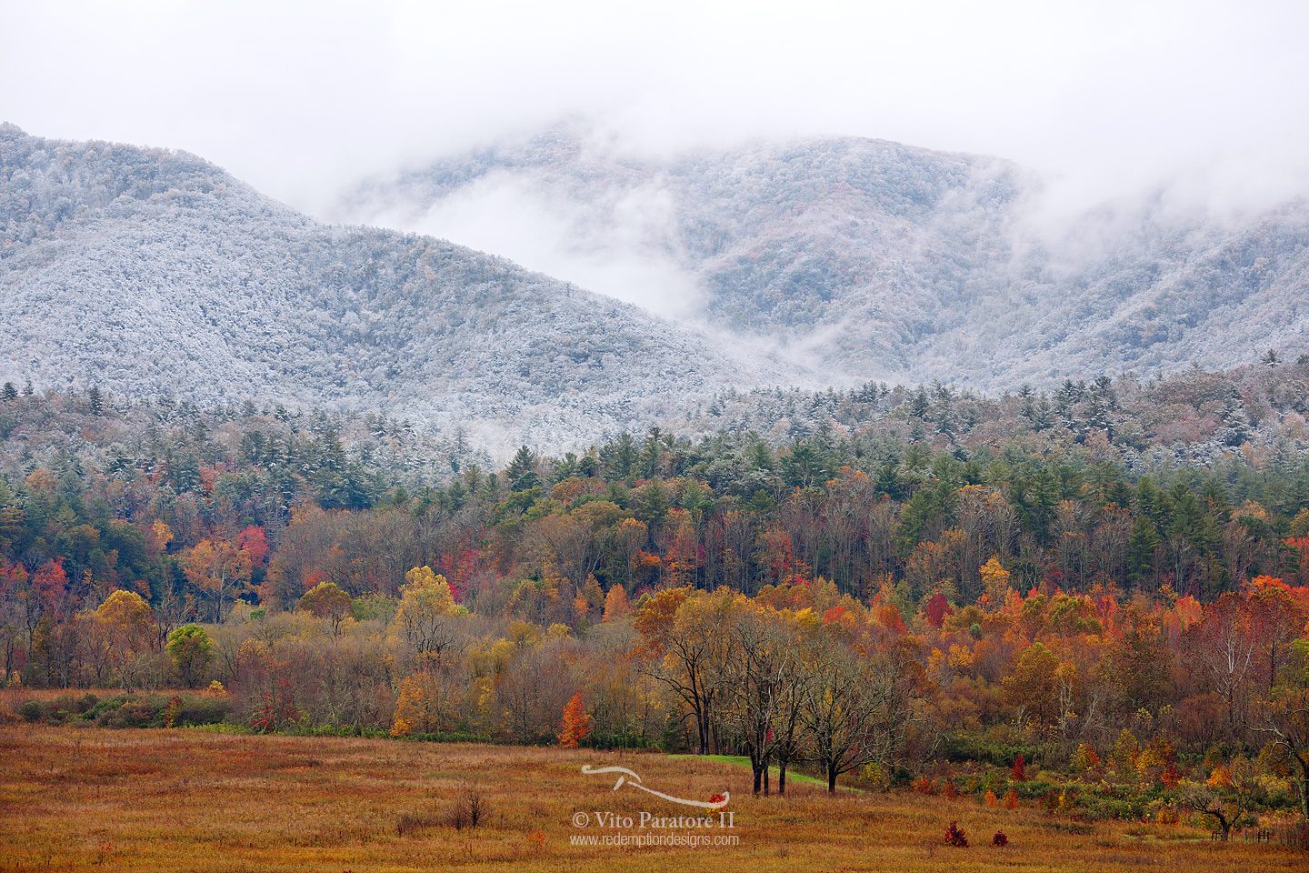 Early Snow in Cades Cove - Great Smoky Mountains National Park, Tennessee